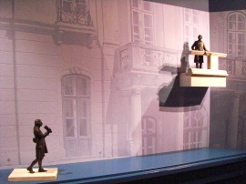 the 2 scultpures (here the model) of Haydn (left) and the Prince Esterházy (up on the balcony) will be built in bronce nest year.